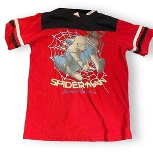 Marvel Spiderman Homecoming Boys Red Graphic Print T-Shirt Size 7 Faded Play Top